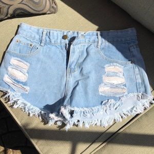 jean ripped shorts